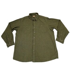 RED HEAD Ozark Mountain Solid Flannel‎ Green Button Up Shirt - Men Size XL